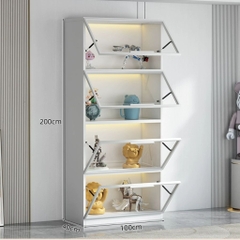 Tủ Trưng Bày Mô Hình Gỗ MDF Cánh Kính Nâng Cường Lực-Nội Thất Phòng Khách 80x40x200cm Yapi-TK013