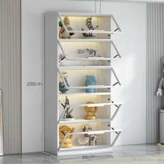 Tủ Trưng Bày Mô Hình Gỗ MDF Cánh Kính Nâng Cường Lực-Nội Thất Phòng Khách 80x40x200cm Yapi-TK013