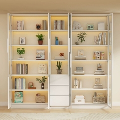 Tủ Lưu Trữ Tài Liệu Gỗ MDF Cánh Kính Cường Lực, Nhiều Ngăn Kéo 120x32x200 Yapi-TK015