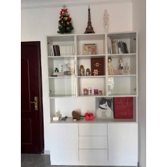 Tủ Lưu Trữ Tài Liệu Gỗ MDF Cánh Kính Cường Lực, Nhiều Ngăn Kéo 120x32x200 Yapi-TK015