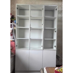 Tủ Lưu Trữ Tài Liệu Gỗ MDF Cánh Kính Cường Lực, Nhiều Ngăn Kéo 120x32x200 Yapi-TK015