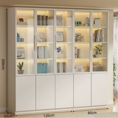 Tủ Lưu Trữ Tài Liệu Gỗ MDF Cánh Kính Cường Lực, Nhiều Ngăn Kéo 120x32x200 Yapi-TK015