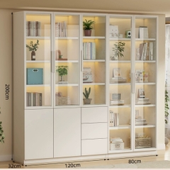 Tủ Lưu Trữ Tài Liệu Gỗ MDF Cánh Kính Cường Lực, Nhiều Ngăn Kéo 120x32x200 Yapi-TK015