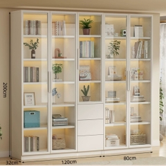 Tủ Lưu Trữ Tài Liệu Gỗ MDF Cánh Kính Cường Lực, Nhiều Ngăn Kéo 120x32x200 Yapi-TK015