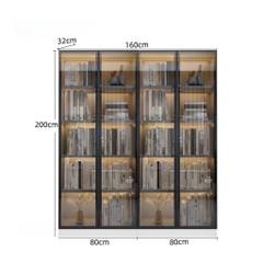 Tủ Trưng Bày Sách Cánh Kính Cường Lực Có Đèn LED Trang Trí Gỗ MDF 260x32x200cm Yapi-TK014