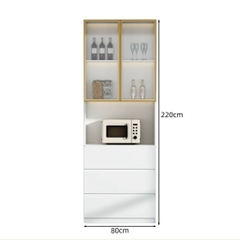 Tủ Bếp Kết Hợp Quầy Bar Mini Gỗ MDF Cánh Kính Cường Lực, 280x40x220cm Yapi-TB002