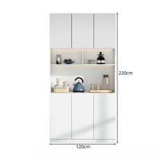 Tủ Bếp Kết Hợp Quầy Bar Mini Gỗ MDF Cánh Kính Cường Lực, 280x40x220cm Yapi-TB002