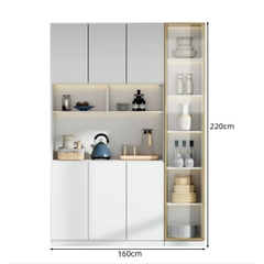 Tủ Bếp Kết Hợp Quầy Bar Mini Gỗ MDF Cánh Kính Cường Lực, 280x40x220cm Yapi-TB002