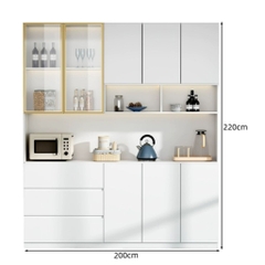 Tủ Bếp Kết Hợp Quầy Bar Mini Gỗ MDF Cánh Kính Cường Lực, 280x40x220cm Yapi-TB002