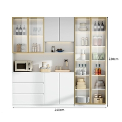 Tủ Bếp Kết Hợp Quầy Bar Mini Gỗ MDF Cánh Kính Cường Lực, 280x40x220cm Yapi-TB002