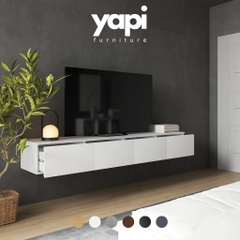 Kệ Tivi Treo Tường Gỗ MDF Chống Ẩm 4 Cánh Mở Hiện Đại  200cmx40cmx28cm Yapi-915
