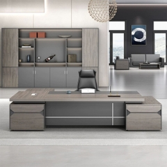 Bàn Làm Việc Giám Đốc Tone Xám Đen Có Ngăn Kéo Hiện Đại Cho Văn Phòng 200x80x75cm Yapi-BLD001