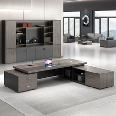 Bàn Làm Việc Giám Đốc Tone Xám Đen Có Ngăn Kéo Hiện Đại Cho Văn Phòng 200x80x75cm Yapi-BLD001