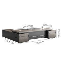 Bàn Làm Việc Giám Đốc Tone Xám Đen Có Ngăn Kéo Hiện Đại Cho Văn Phòng 200x80x75cm Yapi-BLD001