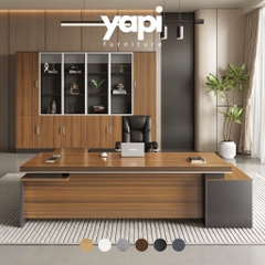 Bàn Làm Việc Giám Đốc Màu Vân Gỗ Phối Đen Có Ngăn Kéo,Cho Văn Phòng 180x80x75cm Yapi-BLD002