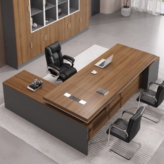 Bàn Làm Việc Giám Đốc Màu Vân Gỗ Phối Đen Có Ngăn Kéo,Cho Văn Phòng 180x80x75cm Yapi-BLD002