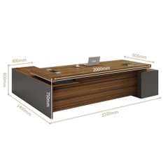 Bàn Làm Việc Giám Đốc Màu Vân Gỗ Phối Đen Có Ngăn Kéo,Cho Văn Phòng 180x80x75cm Yapi-BLD002