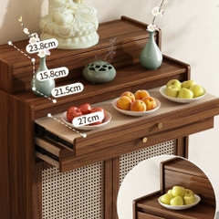 Tủ Thờ Gỗ MDF Có Ngăn Kéo Và Cửa Tấm Mây Nhỏ Gọn Hiện Đại 84x48x127cm Yapi-1207