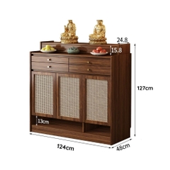 Tủ Thờ Gỗ MDF Có Ngăn Kéo Và Cửa Tấm Mây Nhỏ Gọn Hiện Đại 84x48x127cm Yapi-1207