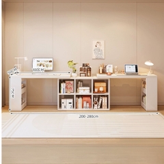 Bàn Học Đôi Có Kệ Sách 6 Ô Cho 2 Người Gỗ MDF Hiện Đại 120x50x75cm Yapi-424