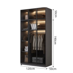 Tủ Quần Áo Cửa Kính Và Tủ Phụ Hiện Đại Bằng Gỗ MDF Chống Ẩm Cho Phòng Ngủ 200x50x240 Yapi-249B