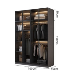 Tủ Quần Áo Cửa Kính Và Tủ Phụ Hiện Đại Bằng Gỗ MDF Chống Ẩm Cho Phòng Ngủ 200x50x240 Yapi-249B