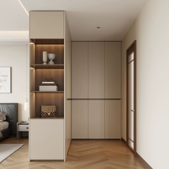 Tủ Quần Áo Chữ L Tone Trắng Kèm Tủ Phụ Gỗ MDF - Nội Thất Phòng Ngủ 260x180x240cm Yapi-252