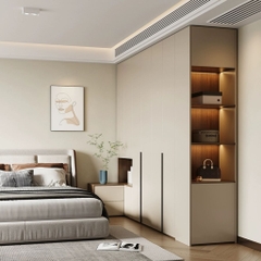 Combo Tủ Quần Áo Kèm Tab Đầu Giường Hiện Đại Gỗ MDF 280x58x240cm Yapi-254