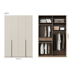 Combo Tủ Quần Áo Kèm Tab Đầu Giường Hiện Đại Gỗ MDF 280x58x240cm Yapi-254