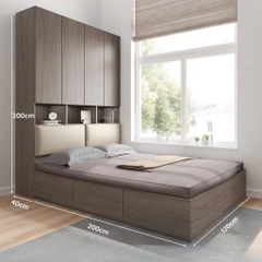 Combo Giường Ngủ Kèm Hệ Tủ Lưu Trữ MDF Nhiều Ngăn 160x240x200cm Yapi-CBPN002