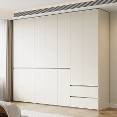 Tủ Quần Áo Gỗ MDF 6 Cánh Hiện Đại Màu Trắng Kèm Tủ Phụ 200x58x240cm Yapi-255