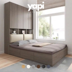Combo Giường Ngủ Kèm Hệ Tủ Lưu Trữ MDF Nhiều Ngăn 160x240x200cm Yapi-CBPN002