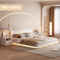 Giường Bay Tatami Phong Cách Wabi-sabi Đơn Giản Kích Thước 1m8x2m Kèm 2 Tủ Đầu Giường Yapi-539