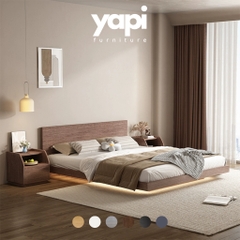 Giường Bay Tatami Phong Cách Wabi-sabi Đơn Giản Kích Thước 1m8x2m Kèm 2 Tủ Đầu Giường Yapi-539