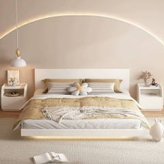 Giường Bay Tatami Phong Cách Wabi-sabi Đơn Giản Kích Thước 1m8x2m Kèm 2 Tủ Đầu Giường Yapi-539