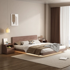 Giường Bay Tatami Phong Cách Wabi-sabi Đơn Giản Kích Thước 1m8x2m Kèm 2 Tủ Đầu Giường Yapi-539