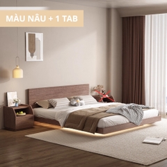 Giường Bay Tatami Phong Cách Wabi-sabi Đơn Giản Kích Thước 1m8x2m Kèm 2 Tủ Đầu Giường Yapi-539