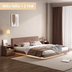 Giường Bay Tatami Phong Cách Wabi-sabi Đơn Giản Kích Thước 1m8x2m Kèm 2 Tủ Đầu Giường Yapi-539