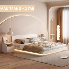 Giường Bay Tatami Phong Cách Wabi-sabi Đơn Giản Kích Thước 1m8x2m Kèm 2 Tủ Đầu Giường Yapi-539