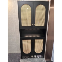 Tủ Giày Dép Gỗ Cánh Nan Có Kệ Trang Trí Hiện Đại 160x35x200 Yapi 325