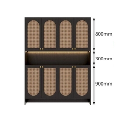 Tủ Giày Dép Gỗ Cánh Nan Có Kệ Trang Trí Hiện Đại 160x35x200 Yapi 325