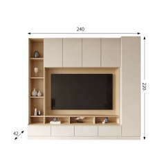 Kệ Tivi Âm Tường Kết Hợp Tủ Trang Trí Và Lưu Trữ Đa Năng 360x42x220 Yapi-916