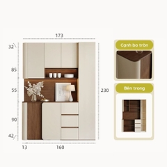 Tủ Bếp Cạnh Bo Tròn Mềm Mại Màu Trắng Nâu, Có Ngăn Kéo 200x42x230 Yapi-TB003