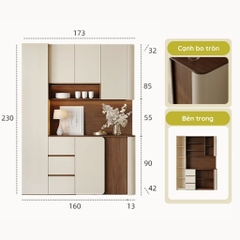 Tủ Bếp Cạnh Bo Tròn Mềm Mại Màu Trắng Nâu, Có Ngăn Kéo 200x42x230 Yapi-TB003