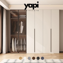 Tủ Quần Áo Cánh Kính Kết Hợp Cánh Trơn Tối Giản, Sang Trọng 240x57x240cm Yapi-257