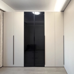 Tủ Quần Áo Cánh Kính Kết Hợp Cánh Trơn Tối Giản, Sang Trọng 240x57x240cm Yapi-257