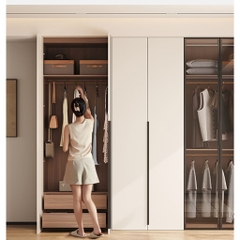 Tủ Quần Áo Cánh Kính Kết Hợp Cánh Trơn Tối Giản, Sang Trọng 240x57x240cm Yapi-257