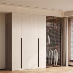 Tủ Quần Áo Cánh Kính Kết Hợp Cánh Trơn Tối Giản, Sang Trọng 240x57x240cm Yapi-257