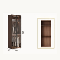 Tủ Quần Áo Cánh Kính Kết Hợp Cánh Trơn Tối Giản, Sang Trọng 240x57x240cm Yapi-257