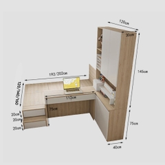 Combo Phòng Ngủ Thông Minh Tích Hợp Bàn Làm Việc Và Tủ Lưu Trữ Và Kệ Sách 160x200cm Yapi-CBPN004
